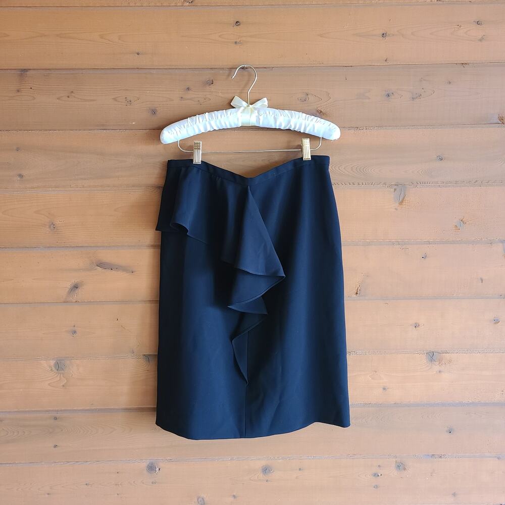 Moschino Asymmetrical Ruffle Midi Skirt NWT $695 12 Pencil Preppy Formal Office